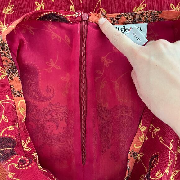 Style & Co. Collection Silk Paisley Design Maxi Skirt Womens 12, 90s Boho Grunge - Picture 7 of 7